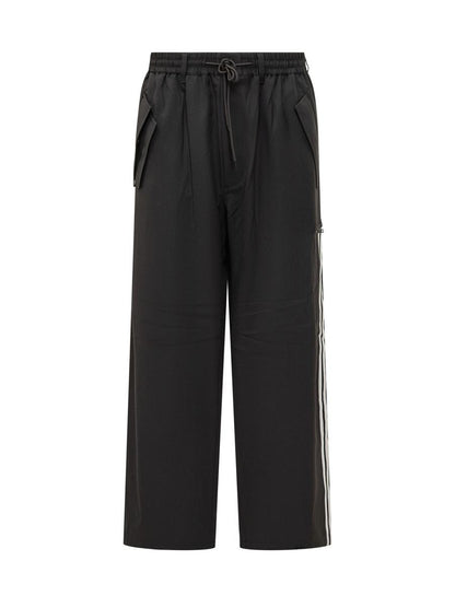 Y-3 Adidas Black Baggy Pants With Side Bands Y-3