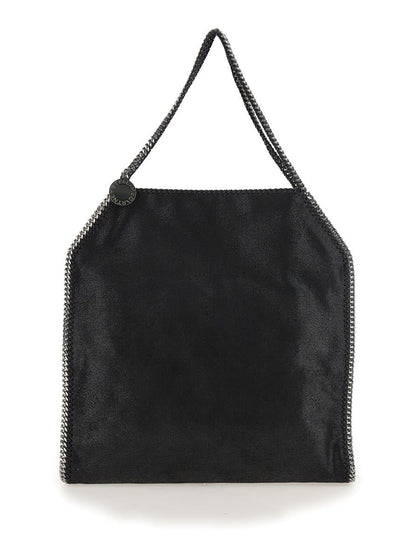 Black Handbag With Diamond-Like Chain And Logo Charm On The Front In Ecoleather Woman