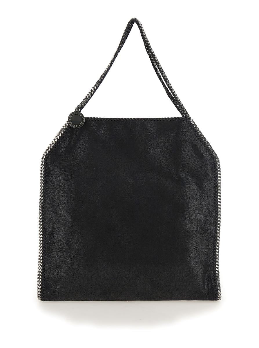Black Handbag With Diamond-Like Chain And Logo Charm On The Front In Ecoleather Woman