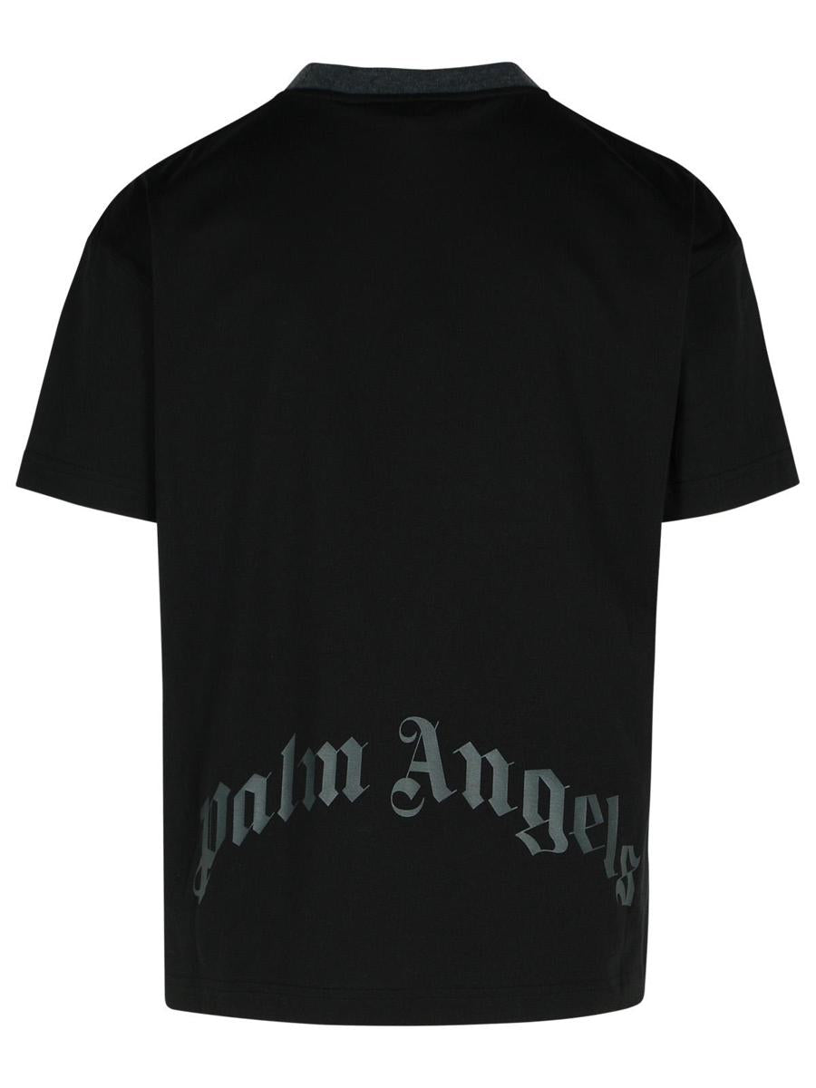 Palm Angels 'Palms Curved' Black Cotton Blend T-Shirt