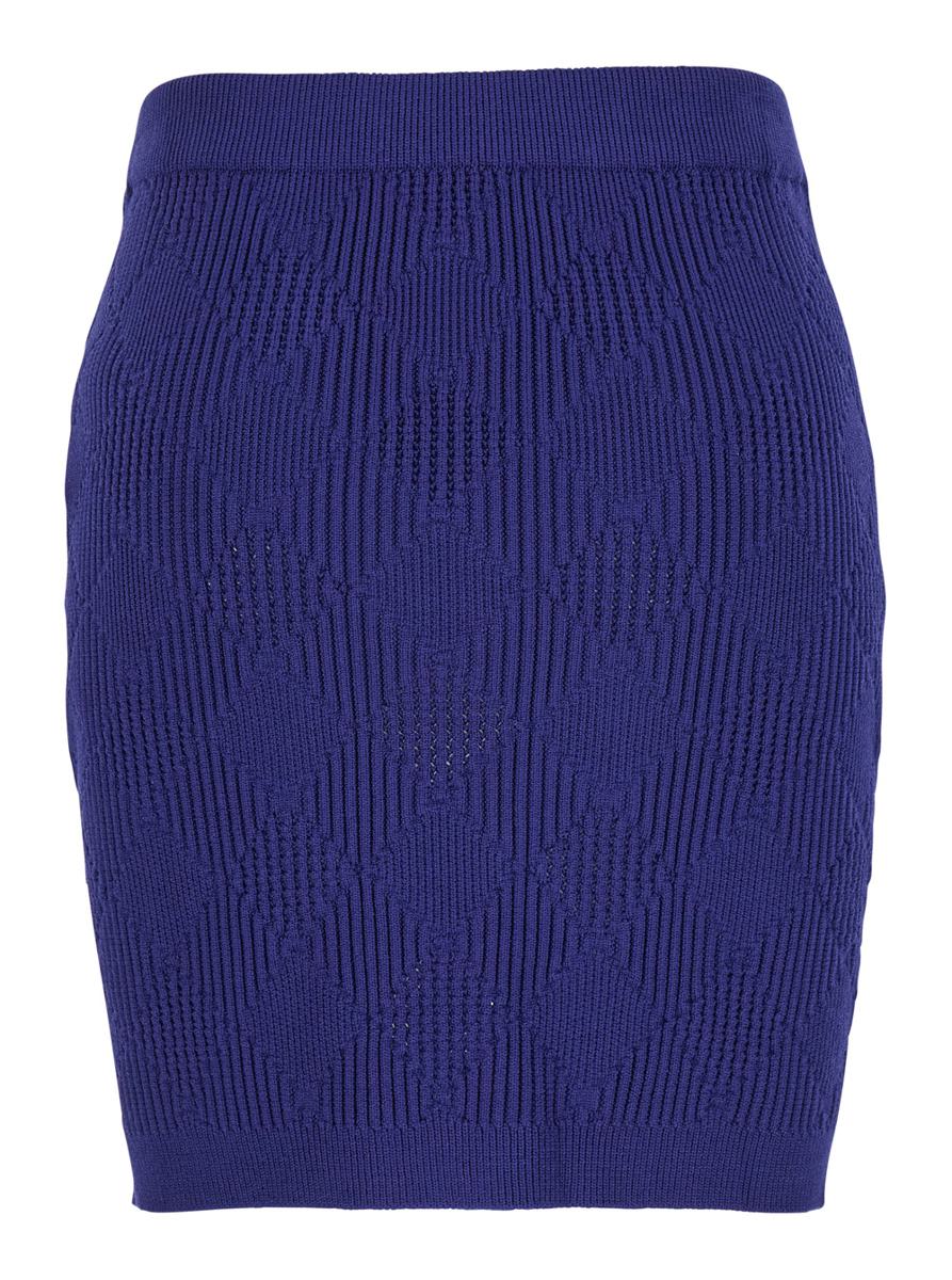 Blue Mini Skirt With Jewel Buttons In Viscose Blend Woman