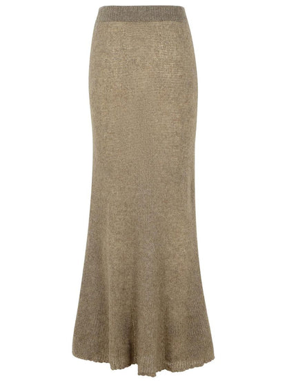 Lisa Yang 'Kelsy' Long Skirt In Brown Silk Blend