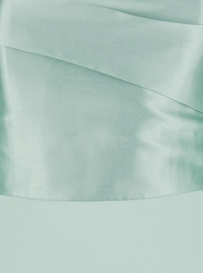 'Floris' Green Long Dress With Boat Neckline And Puffed Short Sleeves In Tech Fabric Woman