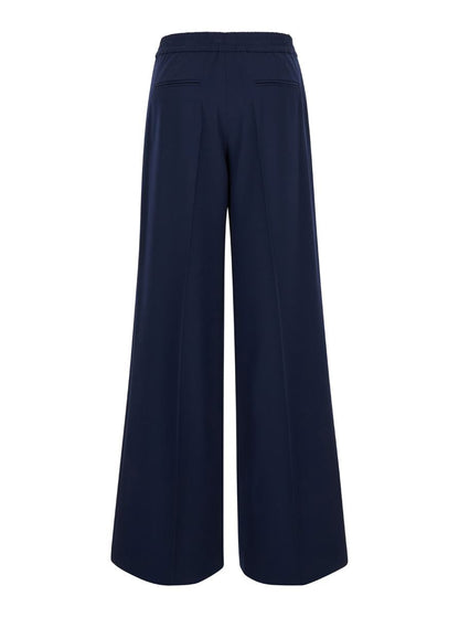 Blue Wide Leg Pants In Polyester Woman