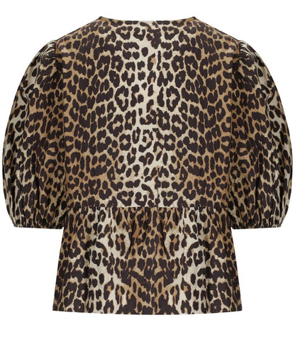 Ganni Peplum Animal Print Blouse