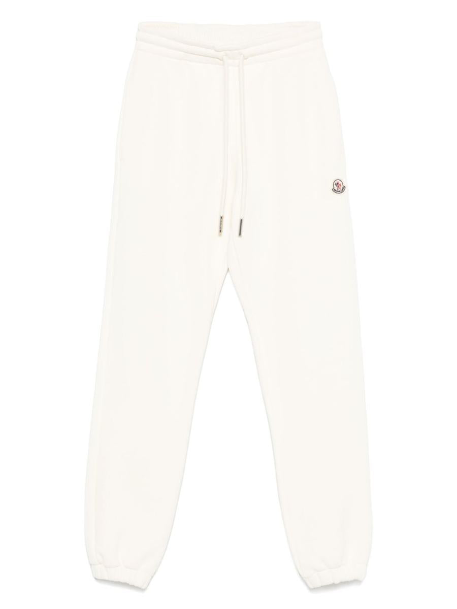 Moncler White Logo Patch Trousers With Coulisse