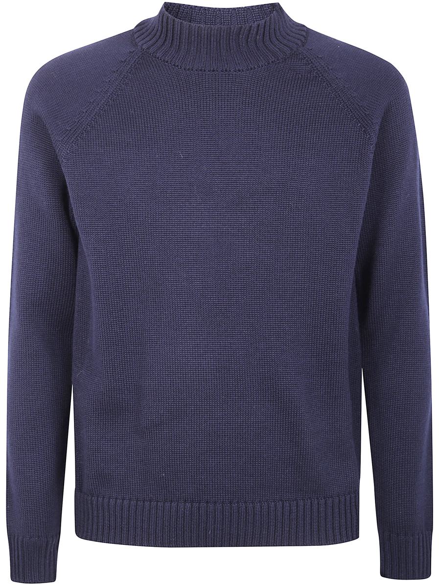 Zanone Stockinette Stitch Slim Fit Raglan Sleeved Mock Neck Sweater Clothing