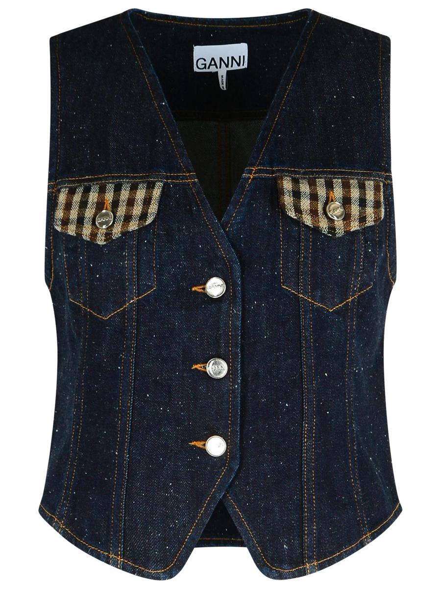 Ganni Blue Cotton Vest
