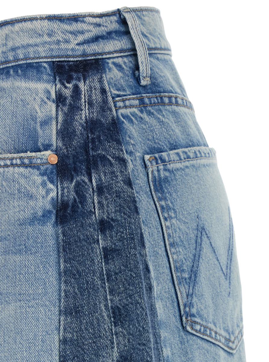Blue Five-Pocket Jeans With Patchwork Design In Denim Woman