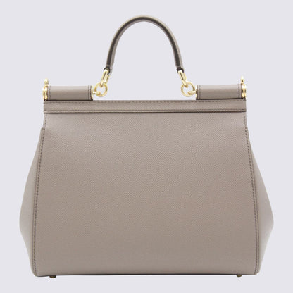 Dolce & Gabbana Grey Leather Sicily Big Top Handle Bag