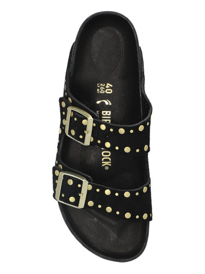 Birkenstock 'Florida' Black Leather Slippers