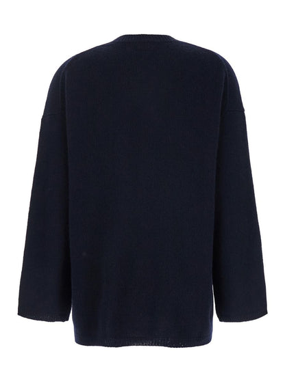Blue Relaxed Crewneck Sweater In Cashmere Woman