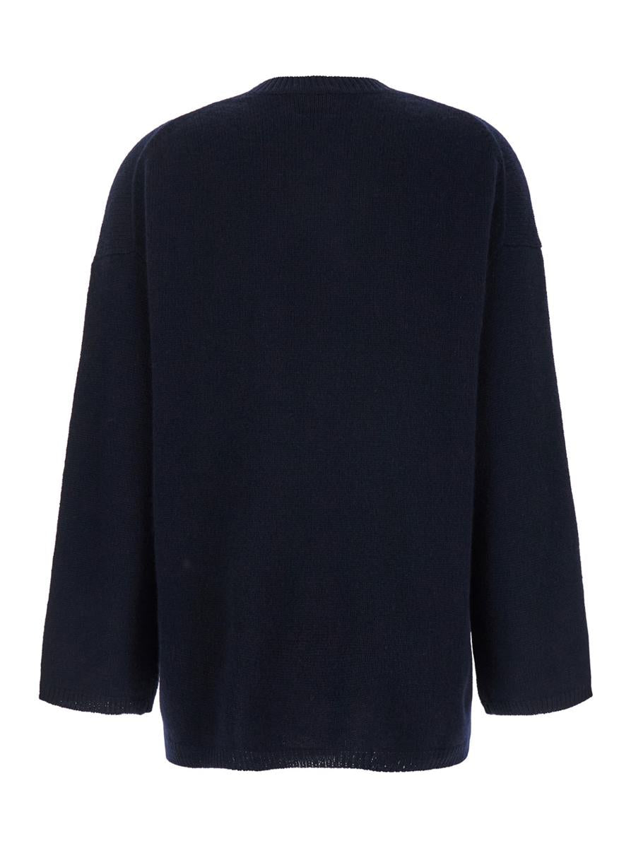 Blue Relaxed Crewneck Sweater In Cashmere Woman