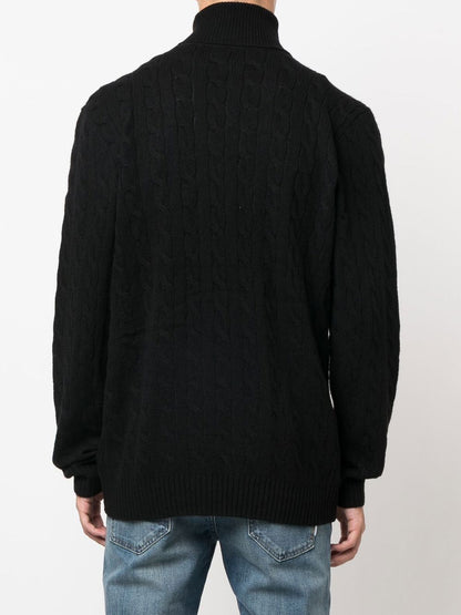 Cashmere and wool cable knit turtleneck