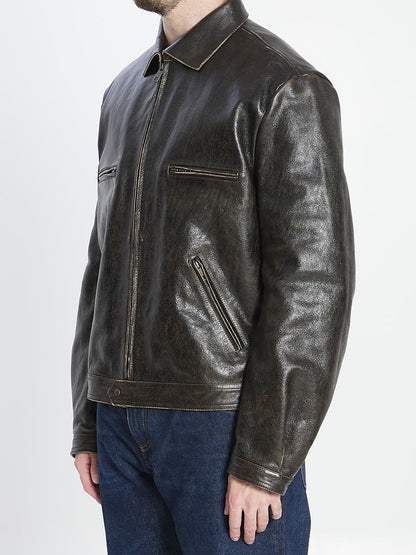 Bomber In Aged-Effect Leather
