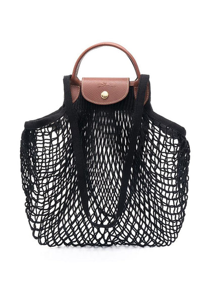'Le Pliage Filet' Black Handbag With Engraved Logo In Mesh Woman