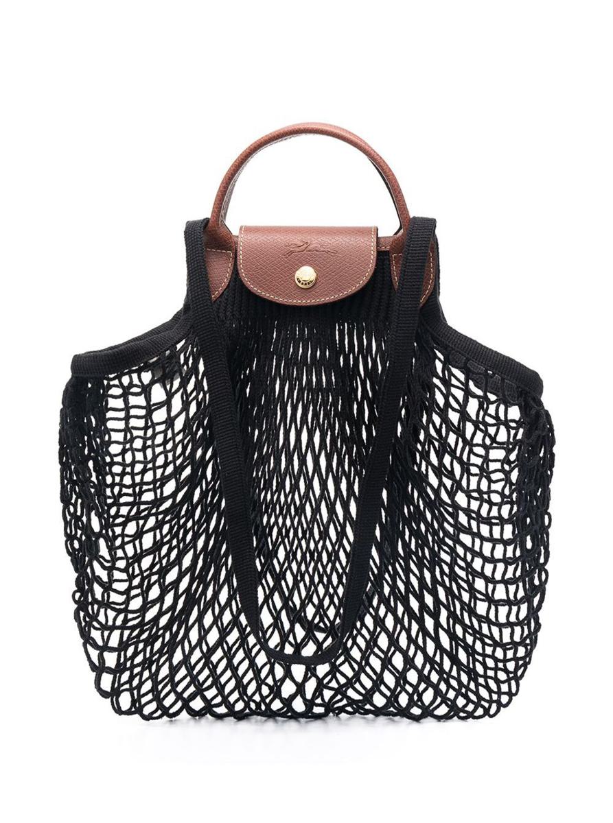 'Le Pliage Filet' Black Handbag With Engraved Logo In Mesh Woman