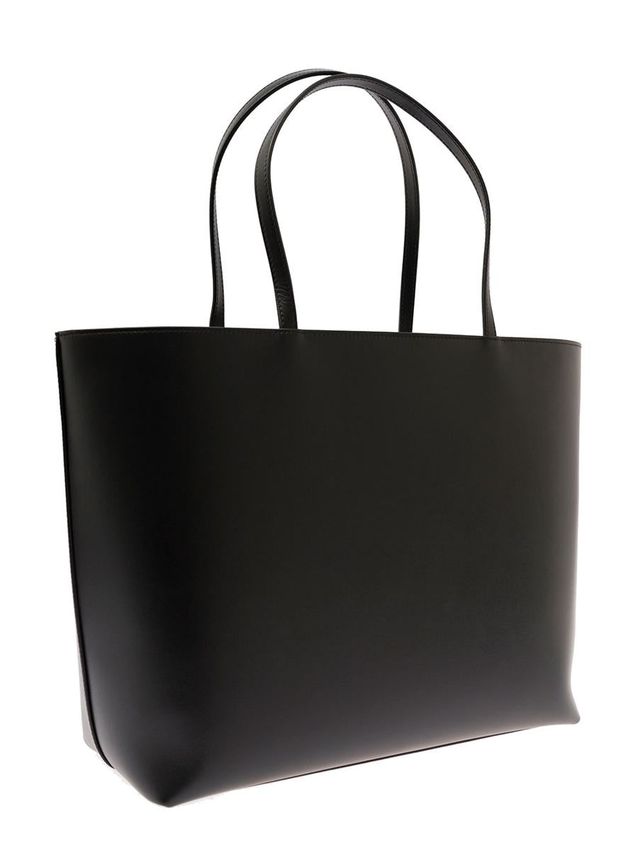 'Dg Logo' Black Medium Shopper In Leather Woman