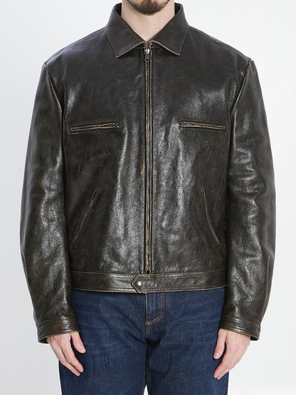 Bomber In Aged-Effect Leather