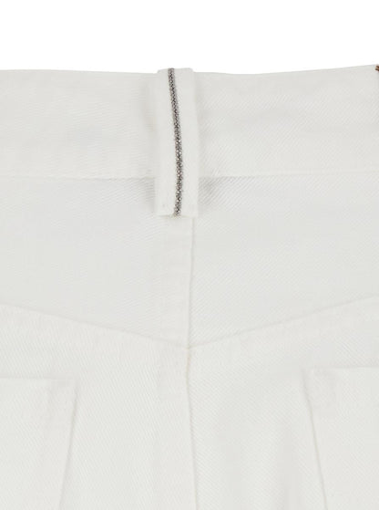 White Five-Pocket Patns With Logo Patch On The Back In Cotton Woman