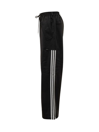 Y-3 Adidas Black Baggy Pants With Side Bands Y-3