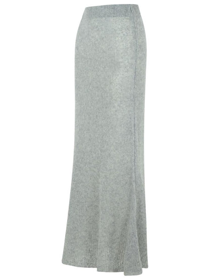 Lisa Yang 'Kelsy' Long Skirt In Grey Silk Blend