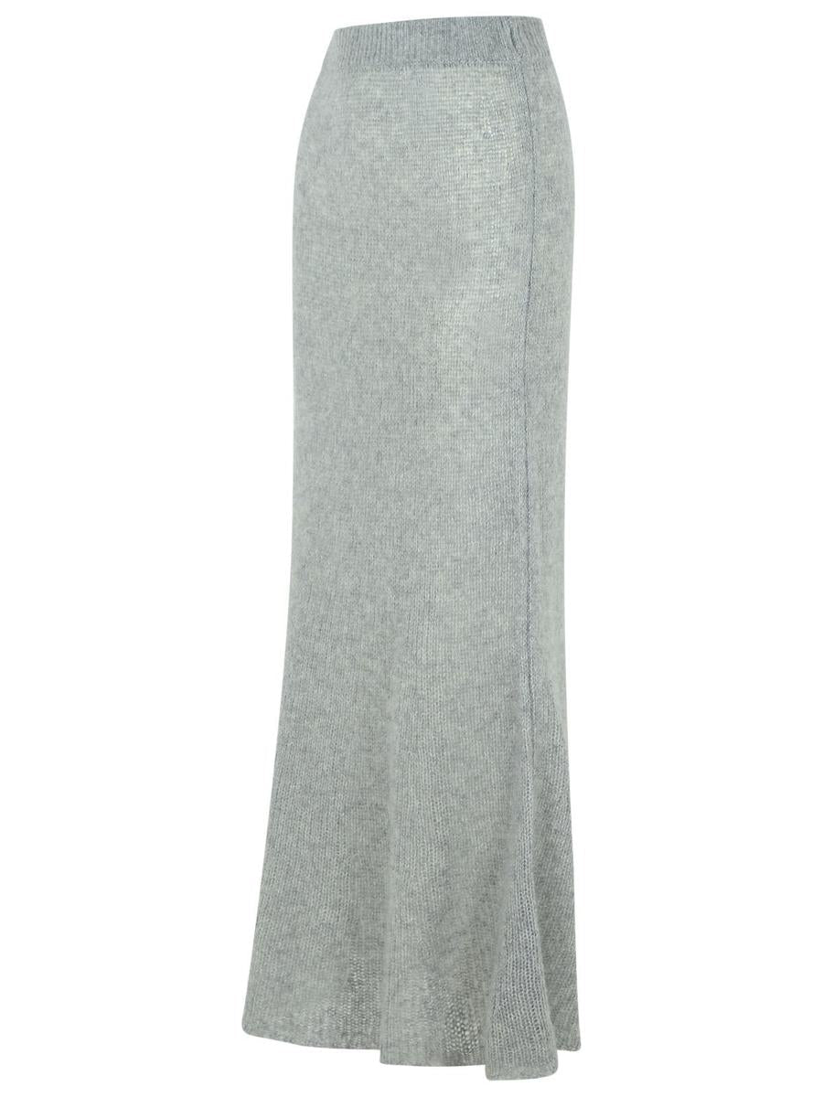 Lisa Yang 'Kelsy' Long Skirt In Grey Silk Blend