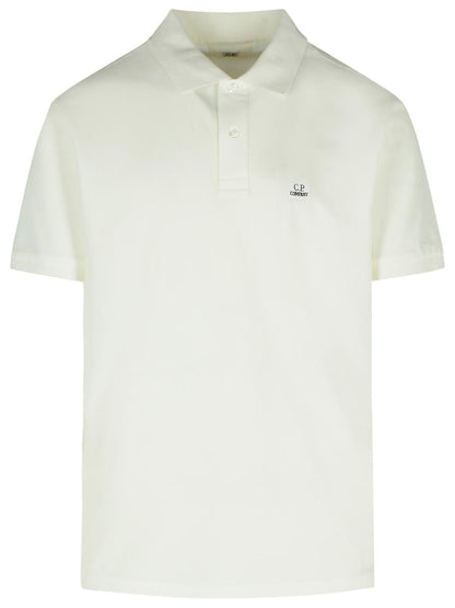 C.P. Company White Cotton Polo Shirt