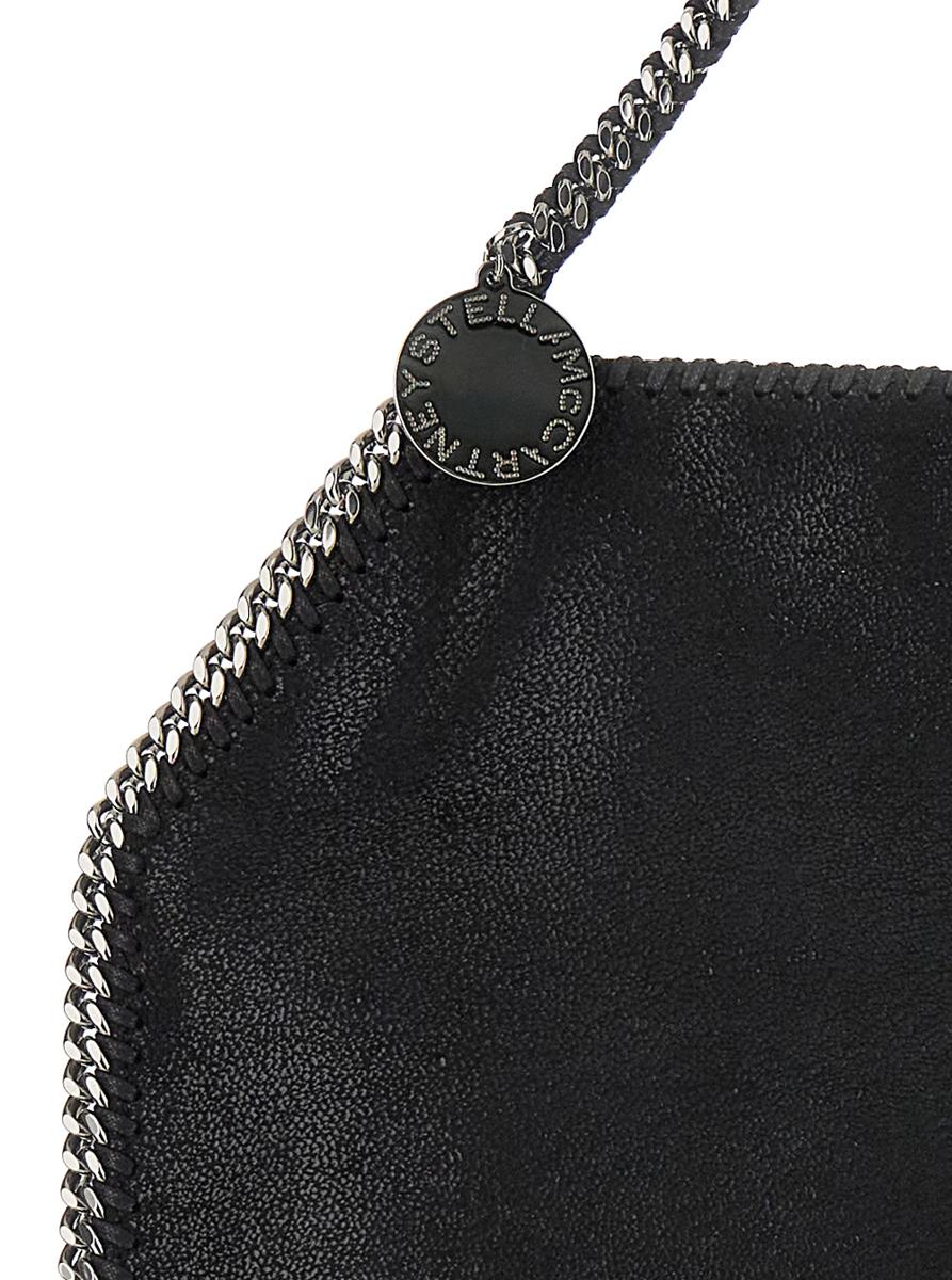 Black Handbag With Diamond-Like Chain And Logo Charm On The Front In Ecoleather Woman
