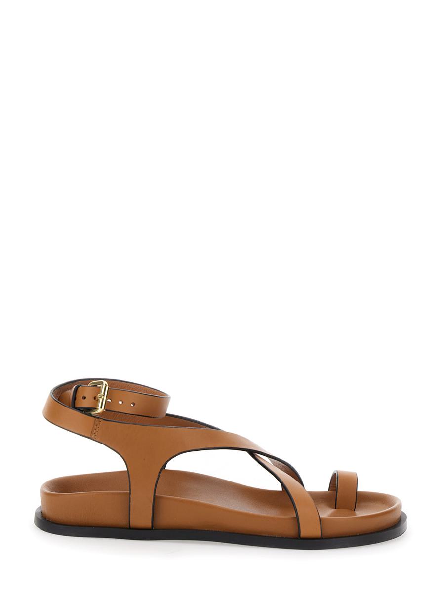 'Jalen Slim' Brown Sandals With Criss-Crossed Straps And Buckle Closure In Leather Woman