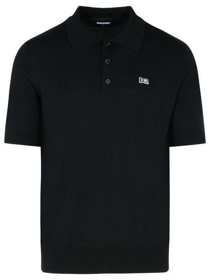 DSQUARED2 Black Cotton Polo Shirt