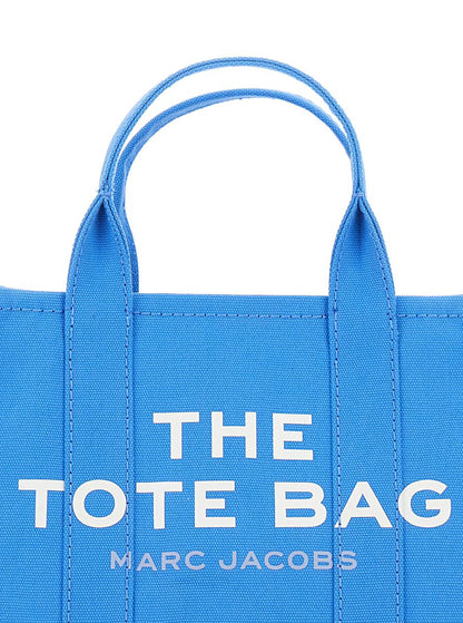 'The Small Tote Bag' Blue Handbag With Logo On The Front In Cotton Woman