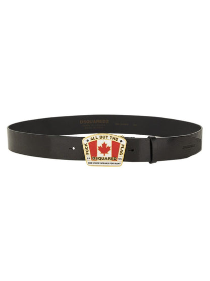 DSQUARED2 "Canadian Flag" License Plate Belt