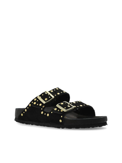 Birkenstock 'Florida' Black Leather Slippers