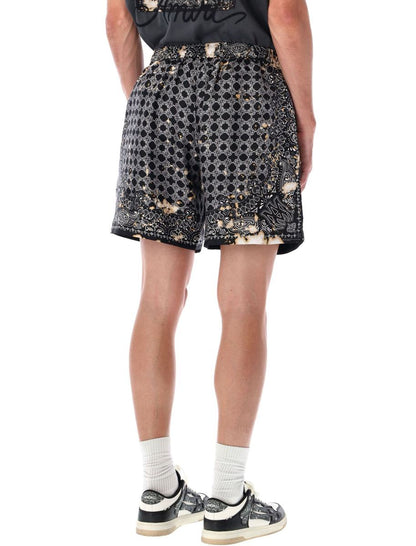 Amiri Bleach Bandana Print Silk Shorts