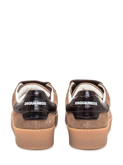 DSQUARED2 Dsquared2 Brown Suede Sneakers With Leather Details