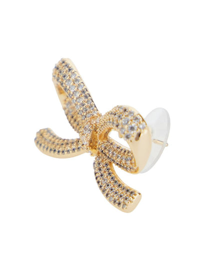 Gold Crystal Bow Earrings