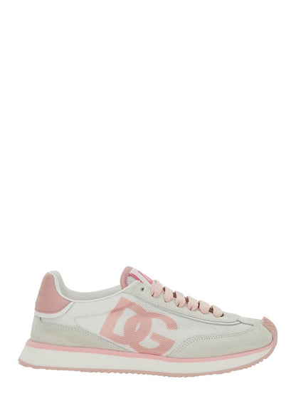'Aria' Pink Running Sneakers With Logo Detail In Suede And Tech Fabric Woman