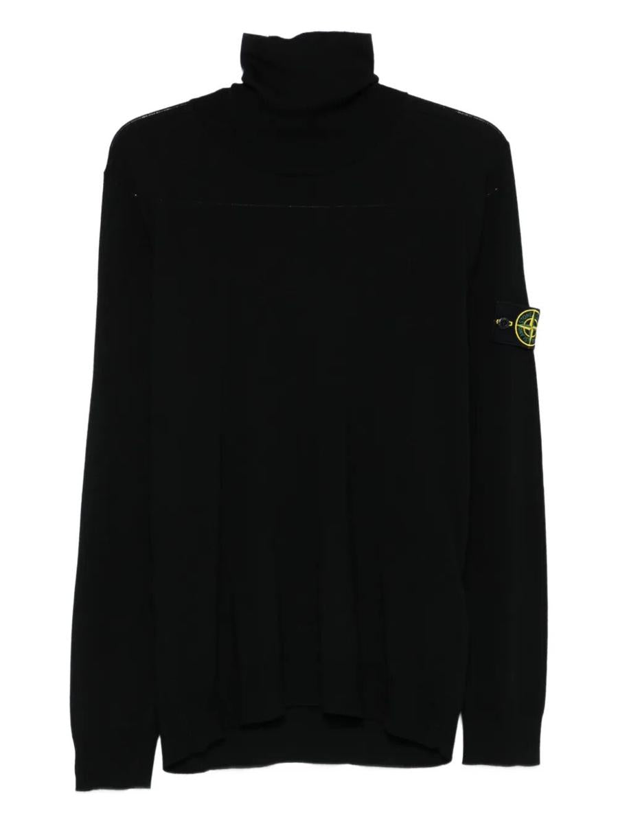 Stone Island Ribbed Wool Turtleneck Sweater Clothing