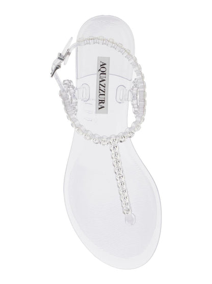 'Almost Bare' Metallic Colored Sandals With Eyelet Decorations And Buckle Closure In Rubber Woman