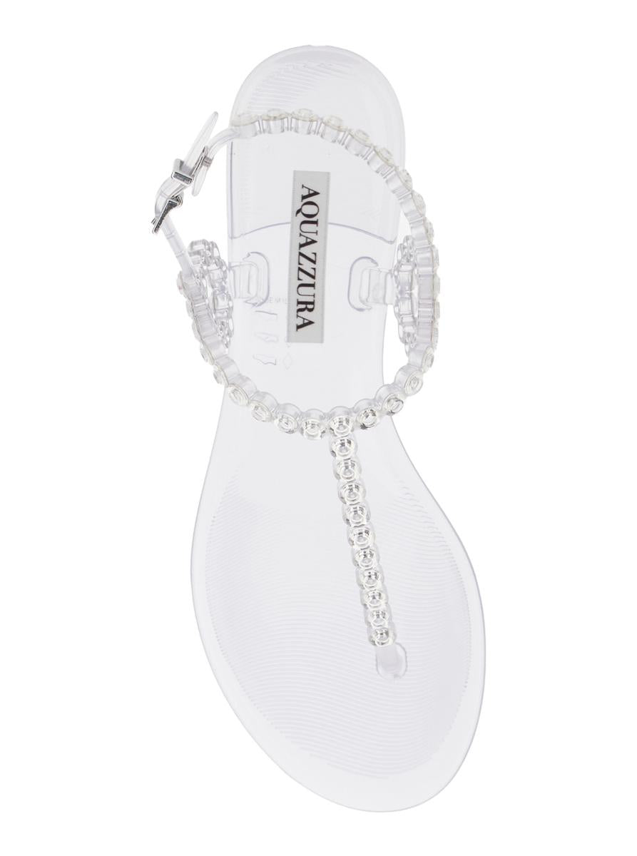 'Almost Bare' Metallic Colored Sandals With Eyelet Decorations And Buckle Closure In Rubber Woman
