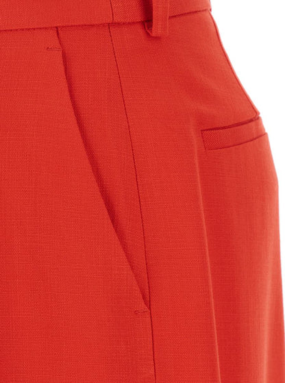 Red Tailored Pants With Belt Loops In Viscose Blend Woman