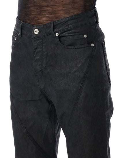 Rick Owens Drkshdw Black Waxed Bias Bootcut Jeans