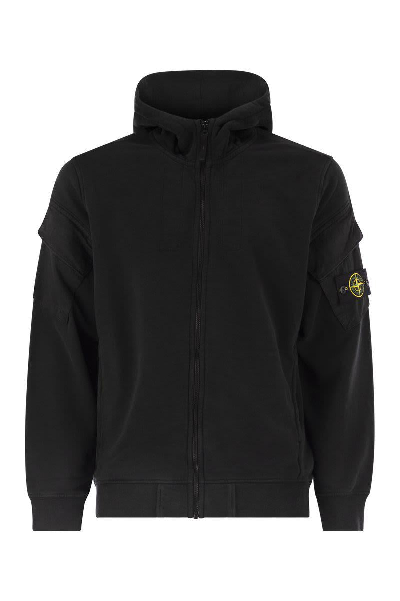 Stone Island Hoodie With Zip And Sleeve Pockets