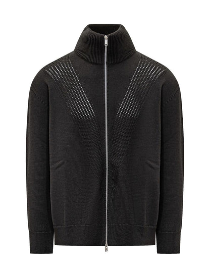 Jil Sander Black Cardigan In Technical Knit Jil Sander