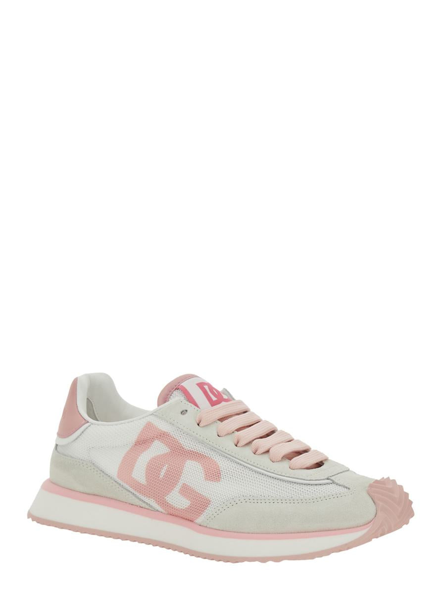 'Aria' Pink Running Sneakers With Logo Detail In Suede And Tech Fabric Woman