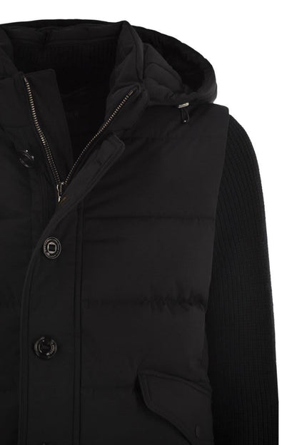 Moorer Foscolo-Knm - Bomber Jacket With Knitted Sleeves