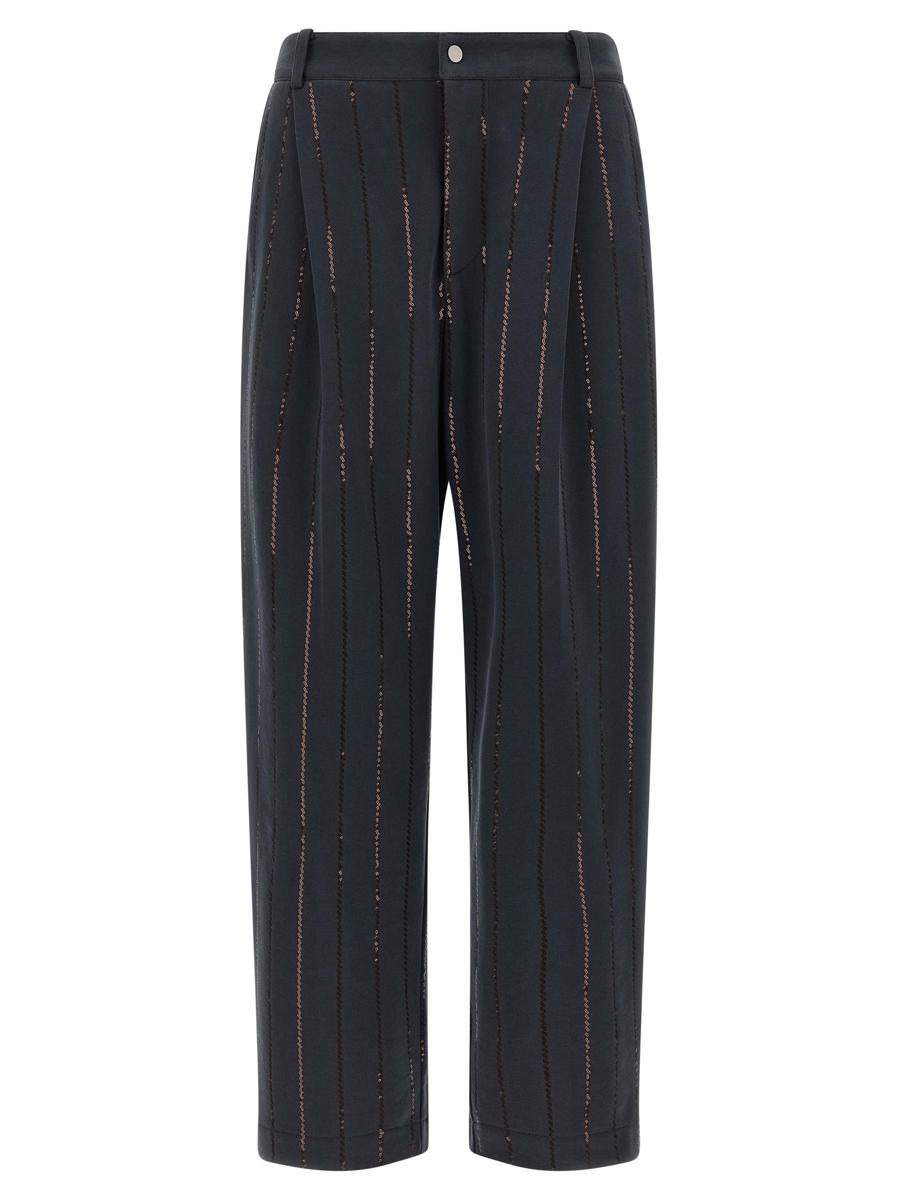 Brunello Cucinelli 'Dazzling Chalk Stripe Embroidery' Joggers