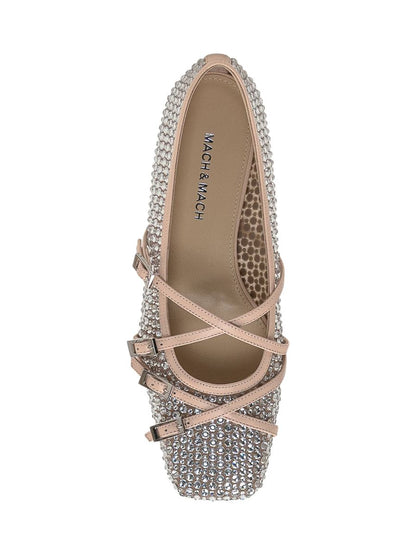Mach & Mach Mesh Ballet Flats With Crystals