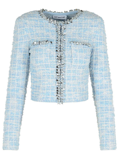 Self-Portrait 'Check' Skirt In Light Blue Polyester Blend